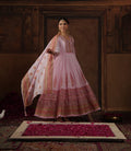 Baby Pink Printed Girlish Full Flair