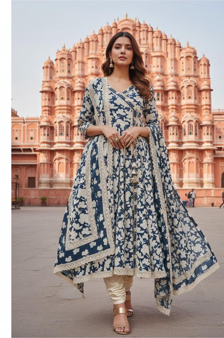 Ivory & Blue Floral