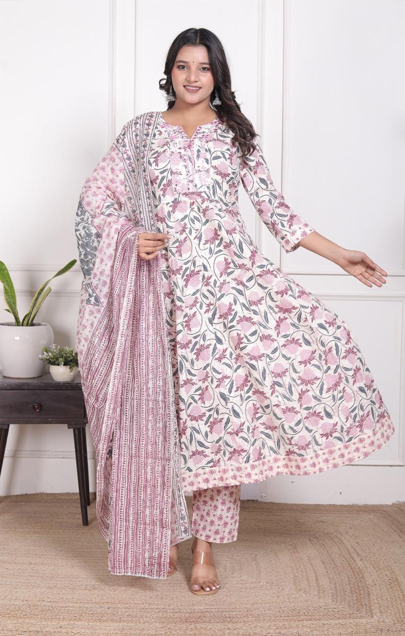 White & Pink Printed