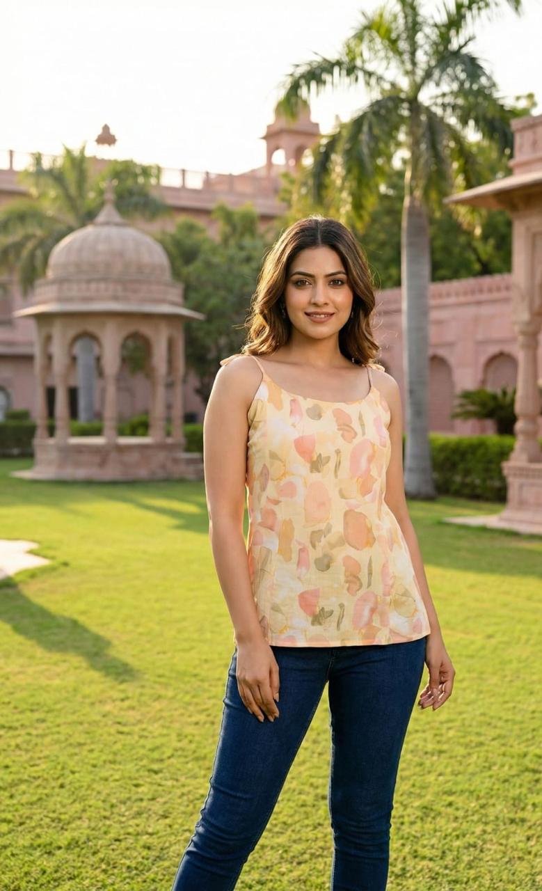 Strap Top Peach & Yellow